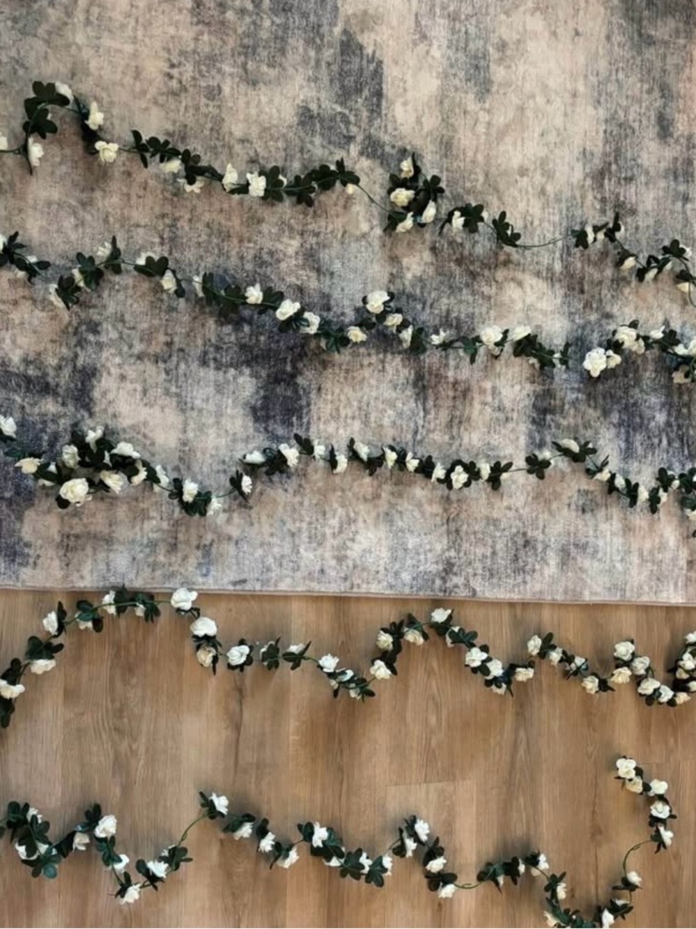 Set of 5 - 6 Foot White rose garland Artificial flowers